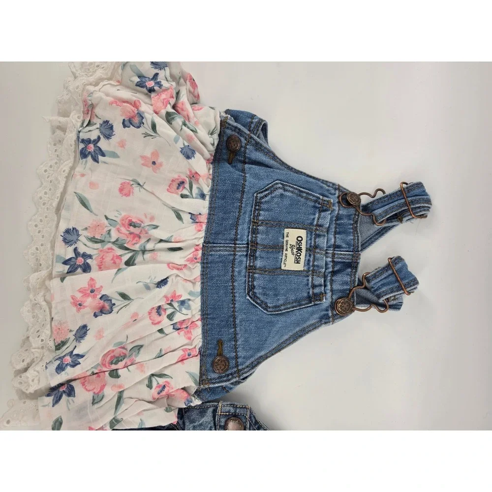 Baby Girl Denim Lot Gap Jacket Jeans OshKosh Overall Dress 4 Pieces 6-12 Months
